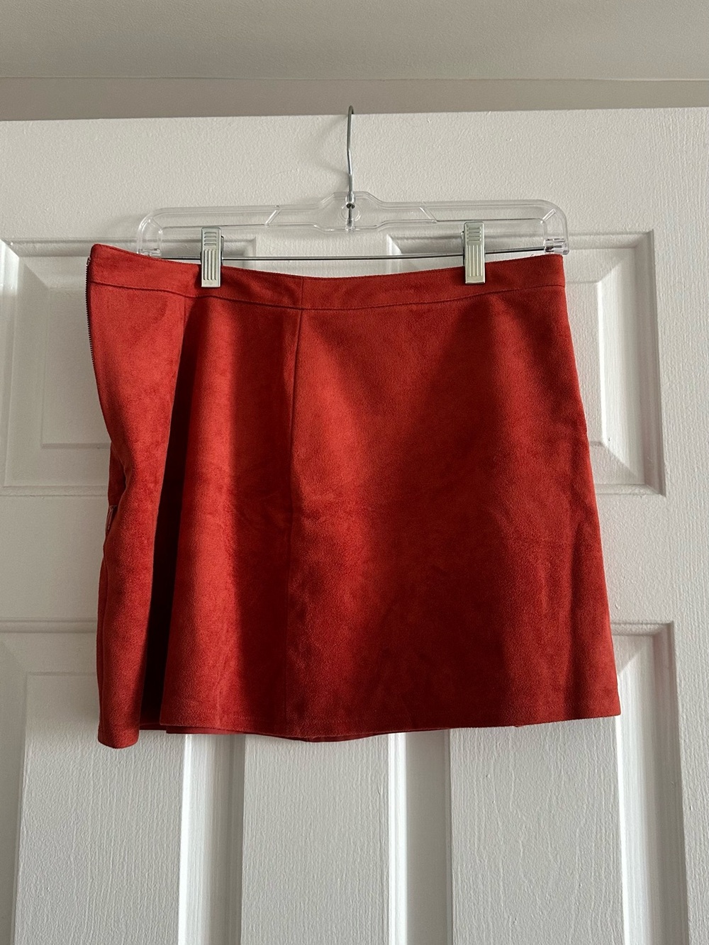 BCBGMaxAzria Red Suede-Look Mini Skirt
